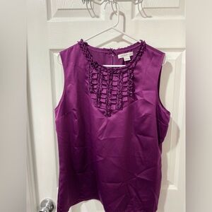 Liz Claiborne sleeveless dress blouse, purple, size L, good condition.